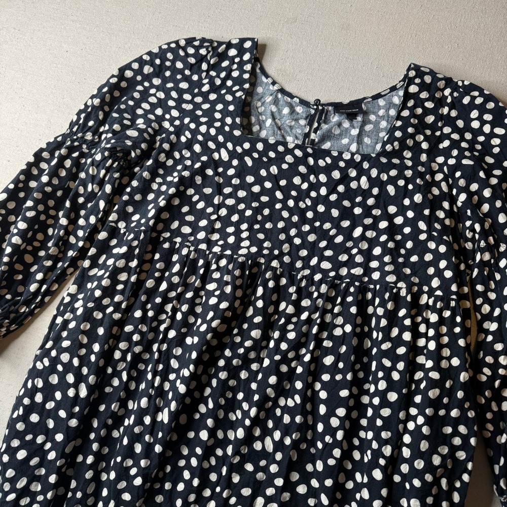 Who What Wear Black White Polka Dot Puff Sleeve Boho Maxi Dress XXL 100% Cotton